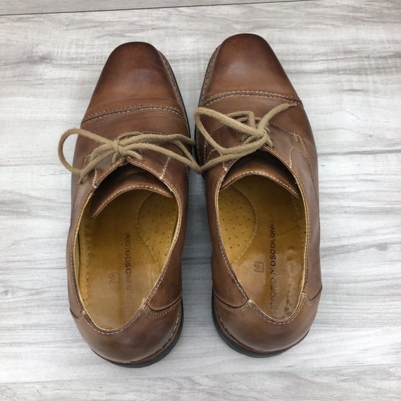 Sandro Moscoloni Oxfords Men's 9.5D Brown Leather Derby Cap Toe Dress Shoes - Picture 9 of 11